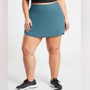Athleta Run with it Skort Plus 3X Teal Blue 566723-04 UPF Stretch Skirt Shorts